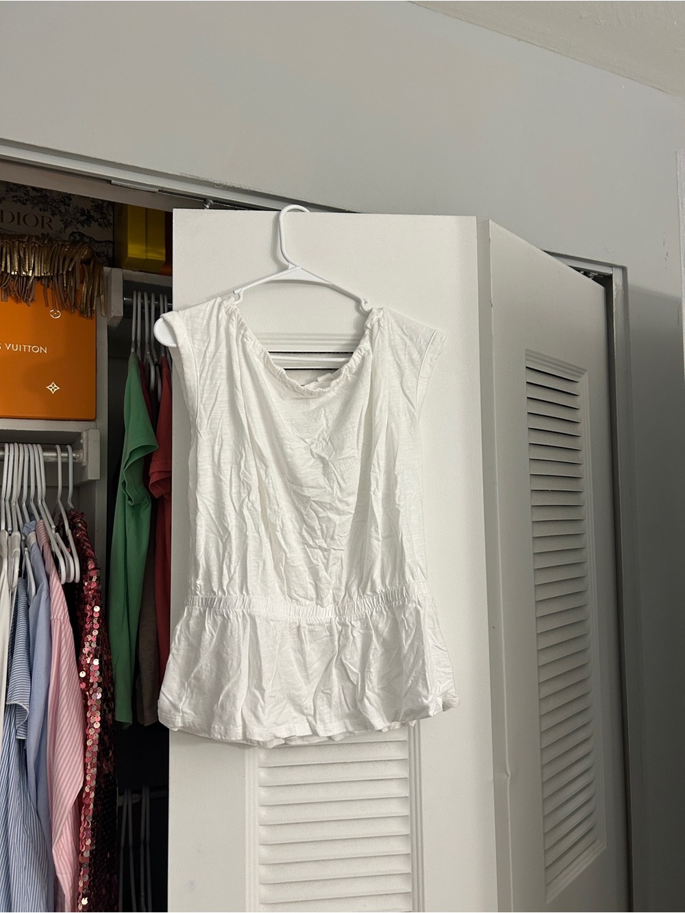 Banana Republic White Sleeveless Peplum Tank